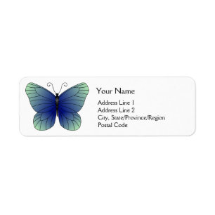 Étiquettes d'adresse de retour papillon bleu