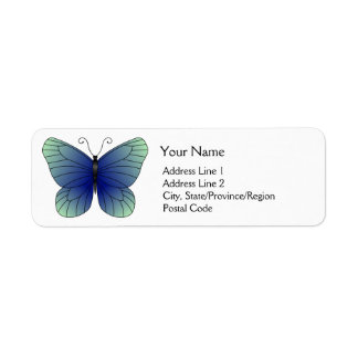 Étiquettes d'adresse de retour papillon bleu