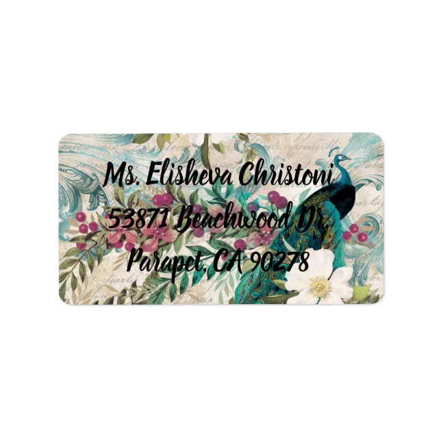 Étiquettes d'adresse de retour Peacock Peacocks (Devant)