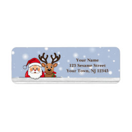Étiquettes d'adresse de retour père Noël et Reinde