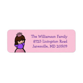 Étiquettes d'adresse de retour Pink & Purple Princ