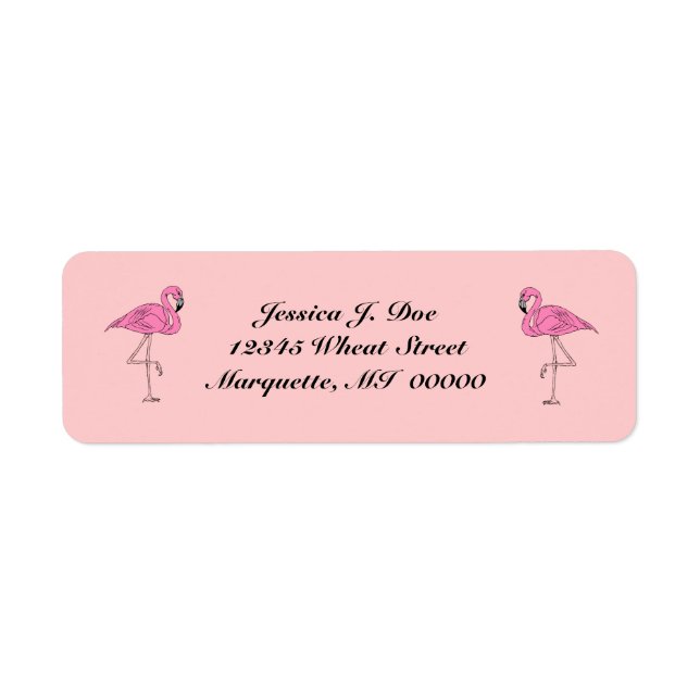Étiquettes d'adresse de retour rose Flamants roses (Devant)