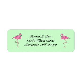 Étiquettes d'adresse de retour rose Flamants roses