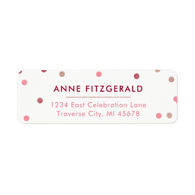 Étiquettes d'adresse de retour rose Gold & Red Con (Devant)