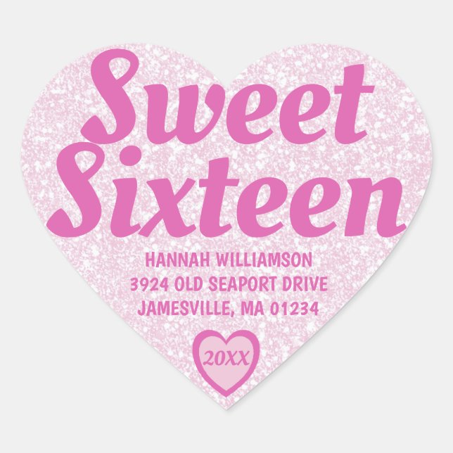 Étiquettes d'adresse de retour sweet sixteen rose  (Devant)