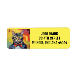 ÉTIQUETTES D'ADRESSE DE RETOUR TABBY CAT ART