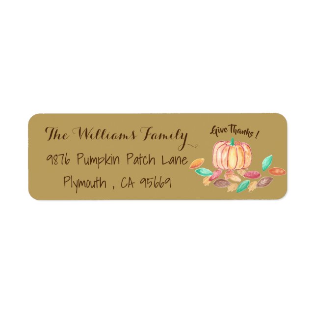 Étiquettes d'adresse de retour Thanksgiving (Devant)