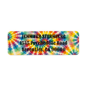 Étiquettes d'adresse de retour Tie Dye Psychedeliq