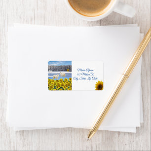 Étiquettes d'adresse de retour Tournesol Ours pola