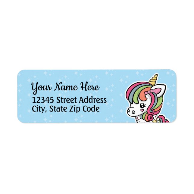 Étiquettes d'adresse de retour Unicorn mignonnes (Devant)
