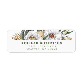 Étiquettes d'adresse de retour White Botanical Dah
