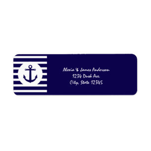 Étiquettes d'adresse élégantes rayées marine