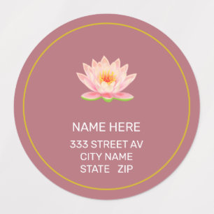 Étiquettes d'adresse en or rose avec fleur personn