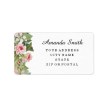 Étiquettes d'adresse estivales à la rose florale é