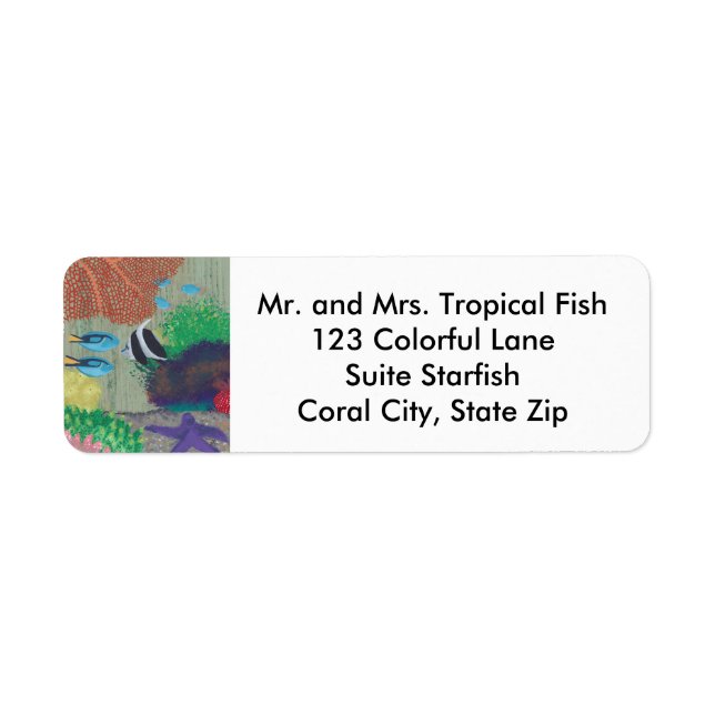 Étiquettes d'adresse Étoiles de mer poissons tropi (Devant)