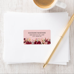 Étiquettes d'adresse florales botaniques rose et b