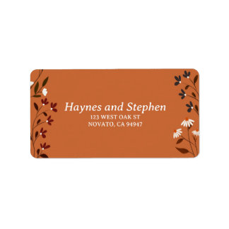 Étiquettes d'adresse florales en terracotta rustiq