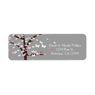 Étiquettes d'adresse modernes grises Butterfly Tre