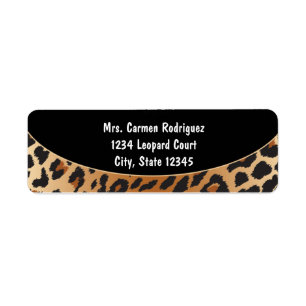 Étiquettes d'adresse noires à motif léopard guépar