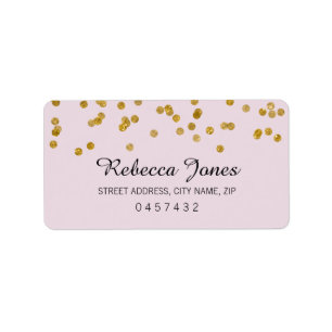 Étiquettes d'adresse Paillettes Or Rose