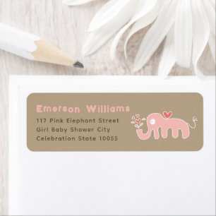 Étiquettes d'adresse pour Baby Shower Éléphant Ros