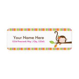 Étiquettes d'adresse pour Baby Shower Fille Singe