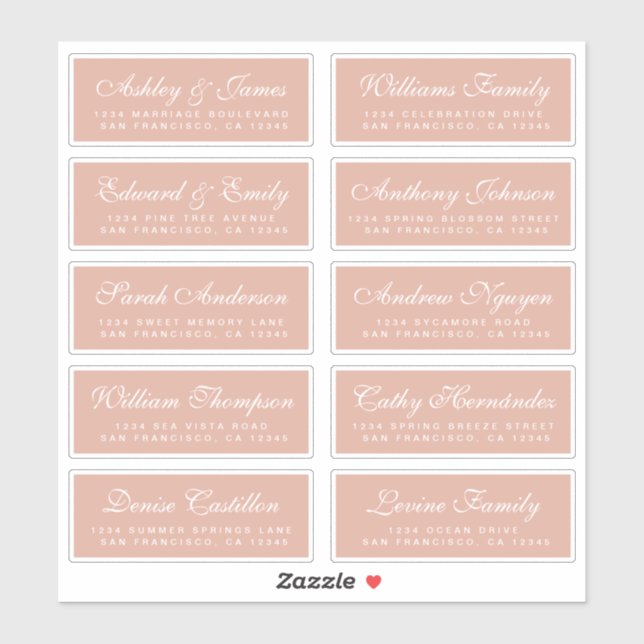 Étiquettes d'adresse pour invités de mariage avec  (Feuille)