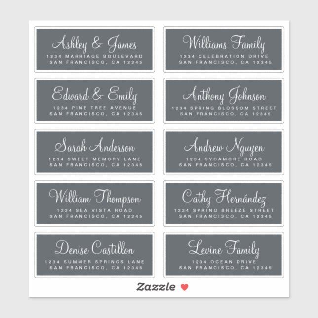 Étiquettes d'adresse pour invités de mariage en ca (Feuille)
