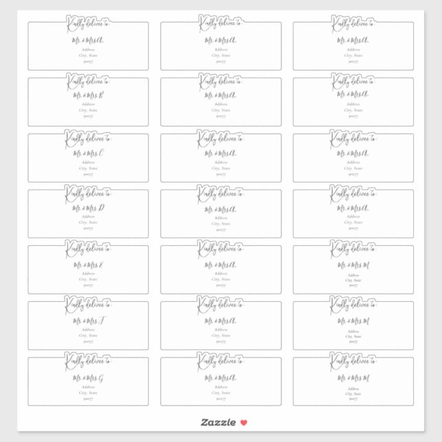Étiquettes d'adresse pour invités transparentes, é (Feuille)