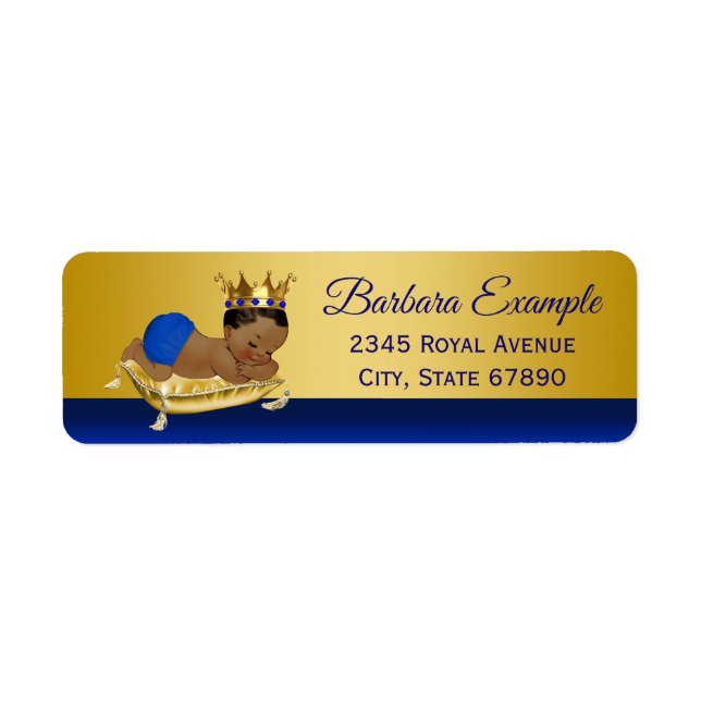 Étiquettes d'adresse Prince Ethnique Or Bleu (Devant)