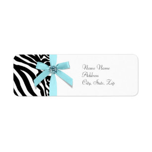 Étiquettes d'adresse Zèbre Bleu Turquoise