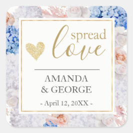 Étiquettes d'amour diffusées printemps floral bleu