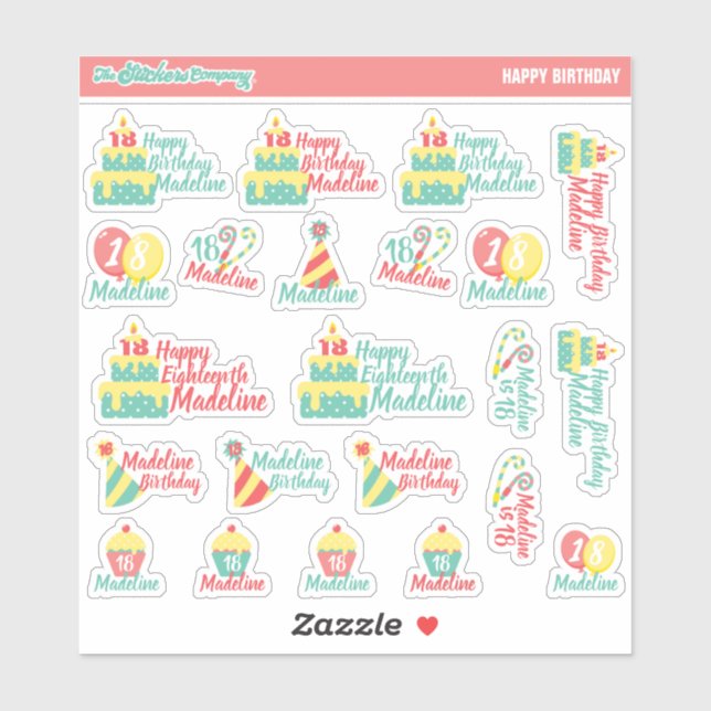 Étiquettes d'anniversaire personnalisés | Autocoll (Feuille)