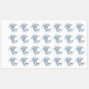Étiquettes Dauphins d'aquarelle personnalisés