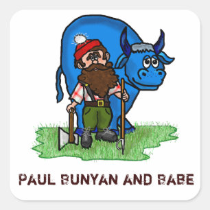 Étiquettes d'autocollant de Paul Bunyan ou nommées