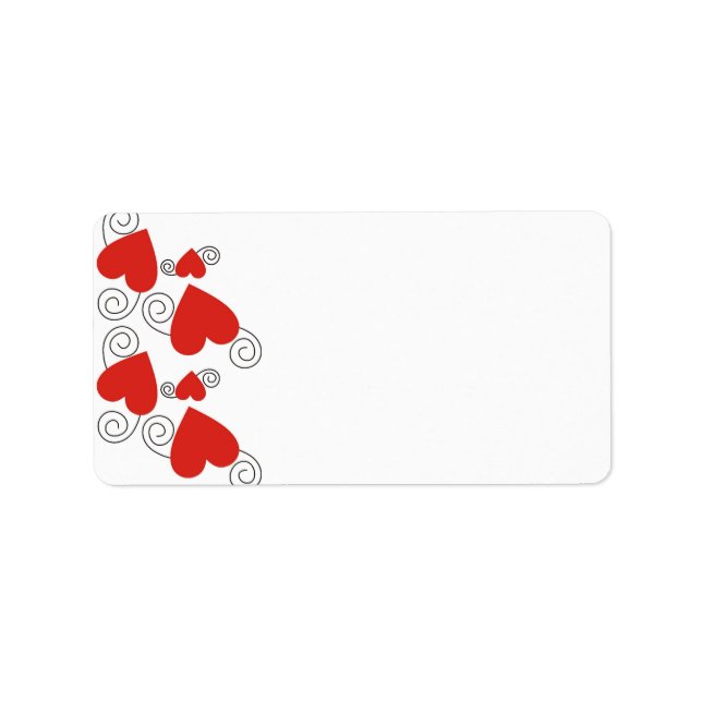 Étiquettes de adresse blancs du coeur rouge (Devant)