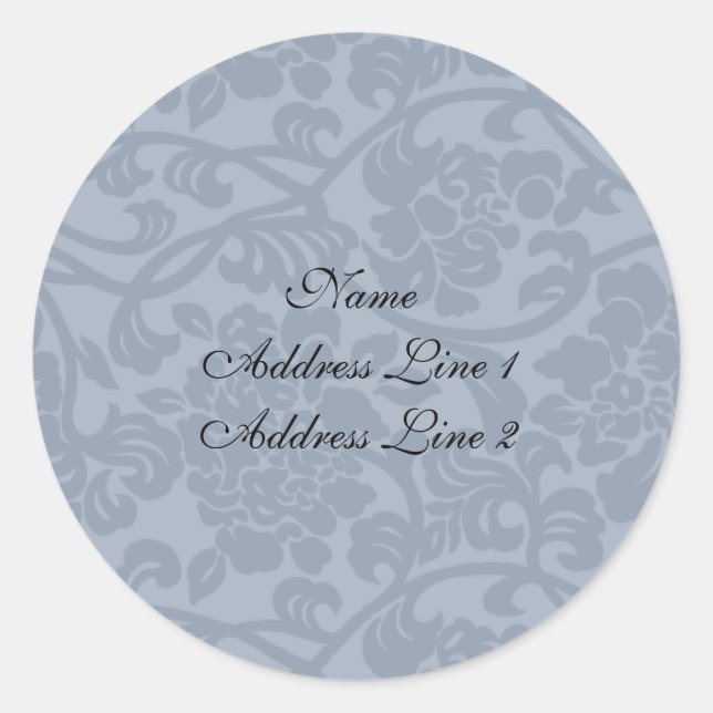 Étiquettes de adresse Blue Damask (Devant)