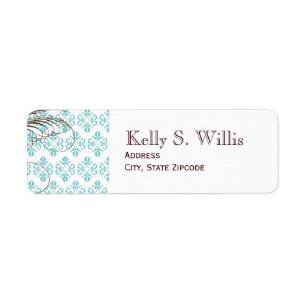 Étiquettes de adresse Blue Damask