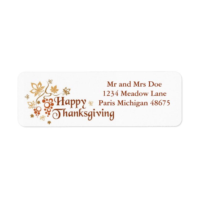 Étiquettes de adresse/Bon thanksgiving de Thanksgi (Devant)