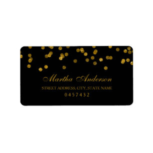 Étiquettes de adresse Confetti Noir et Or