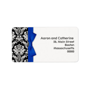 Étiquettes de adresse Damas avec Bleu Bow