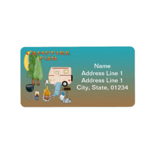 Étiquettes de adresse d'amusement de camping