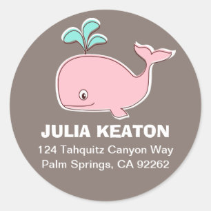 Étiquettes de adresse de baleine rose