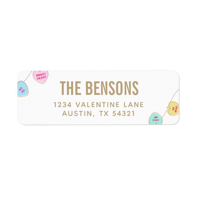 Étiquettes de adresse de bonbons de coeur (Devant)
