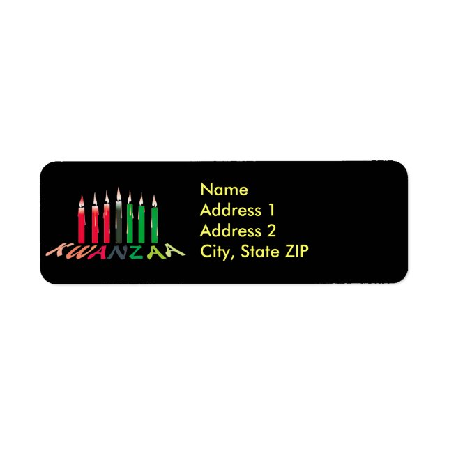 Étiquettes de adresse de bougies Kwanzaa (Devant)