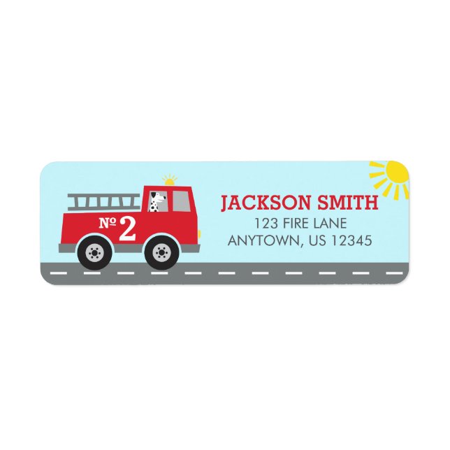 Étiquettes de adresse de camions de pompiers rouge (Devant)