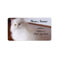 Étiquettes de adresse de chat perse blanc
