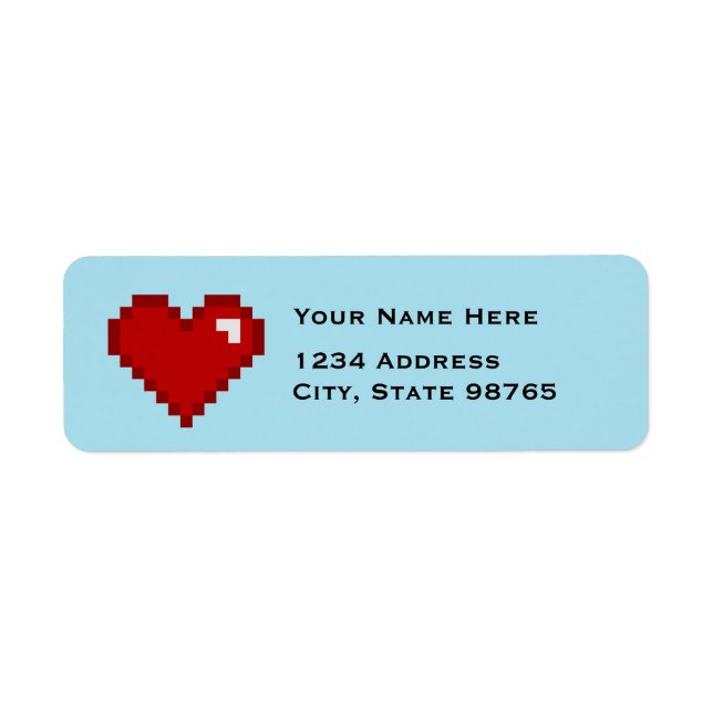 Étiquettes de adresse de coeur 8 bits Retro Gamer (Devant)