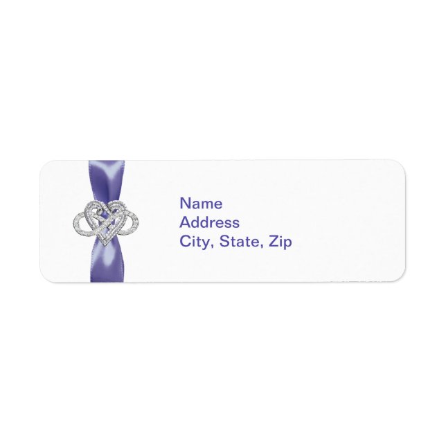 Étiquettes de adresse de coeur violet bleu infini (Devant)