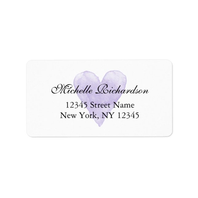 Étiquettes de adresse de coeur violet élégant et p (Devant)